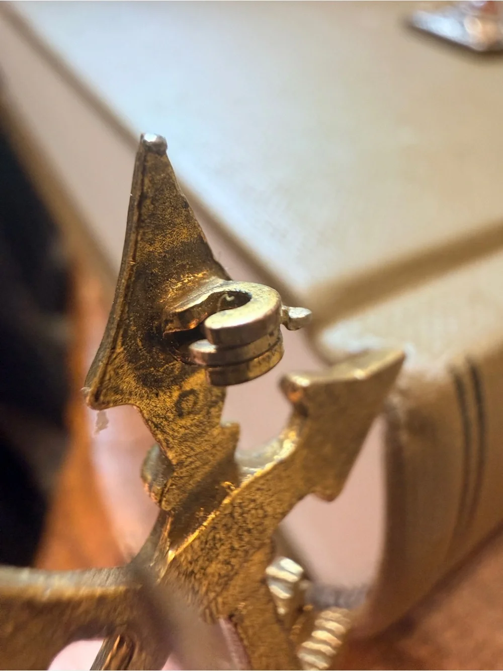 Vintage Coro Heraldic Battle Axe Brooch Pin Medieval Coat of Arms Gold Tone